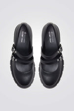 סנדלי עקב דמוי עור בצבע שחור