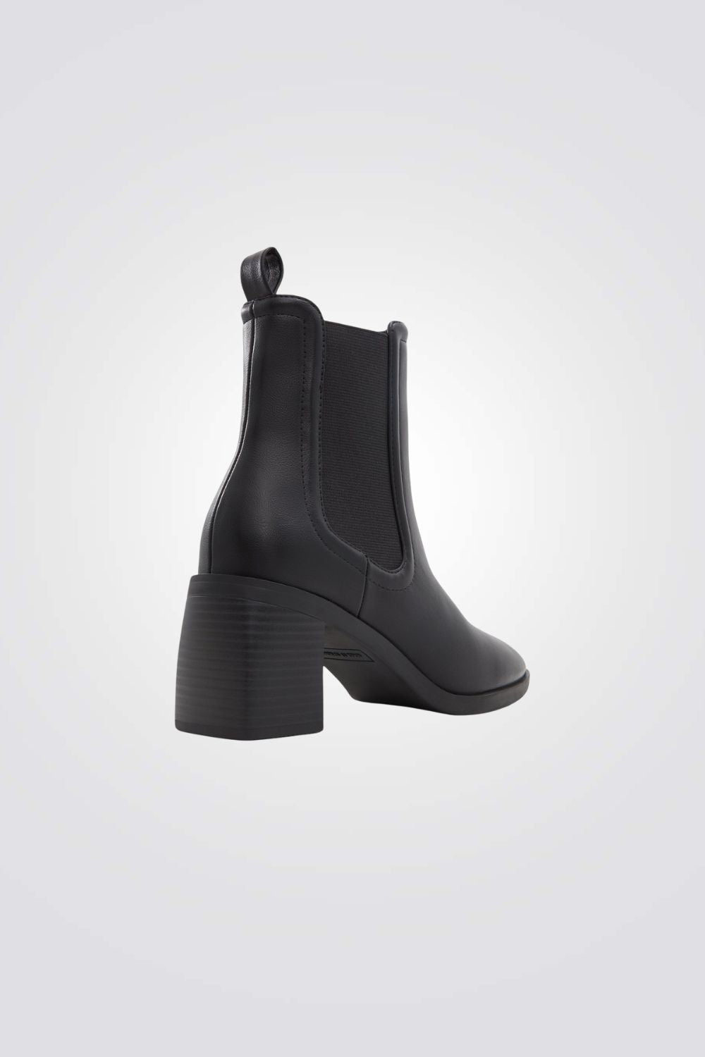 מגפוני קרסול עם עקב בצבע שחור