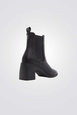 מגפוני קרסול עם עקב בצבע שחור