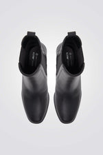 מגפוני קרסול עם עקב בצבע שחור