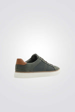 נעלי סניקרס דמוי עור לגברים בצבע חאקי