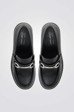 נעלי מוקסין דמוי עור עם עקב