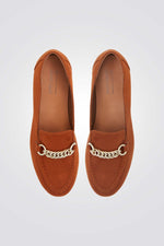 נעלי מוקסין דמוי זמש לנשים  בצבע כאמל