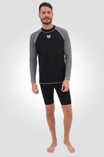 חולצת שחייה שרוול ארוך לגבר בצבע שחור ואפור - MASHBIR//365