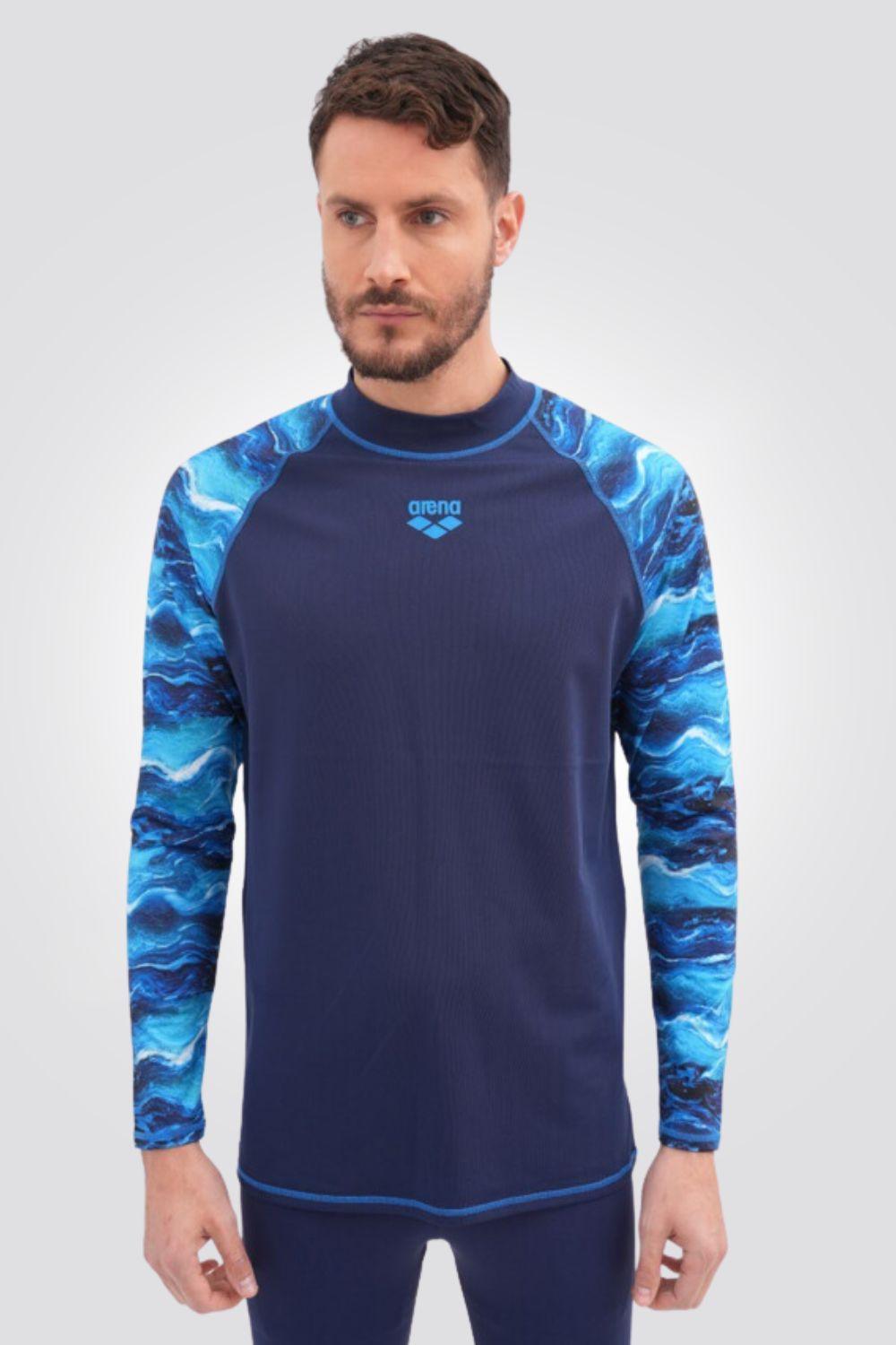 חולצת שחייה שרוול ארוך לגבר בצבע כחול - MASHBIR//365