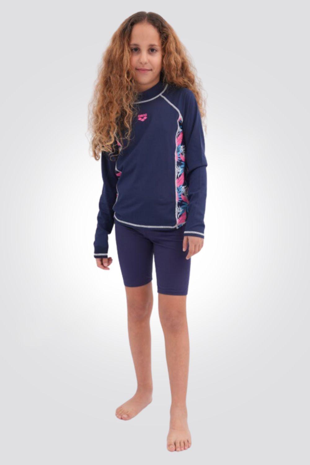 חולצת שחייה לילדות בצבע כחול וורוד - MASHBIR//365