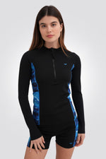 חולצת שחייה שרוול ארוך לנשים בצבע שחור - MASHBIR//365