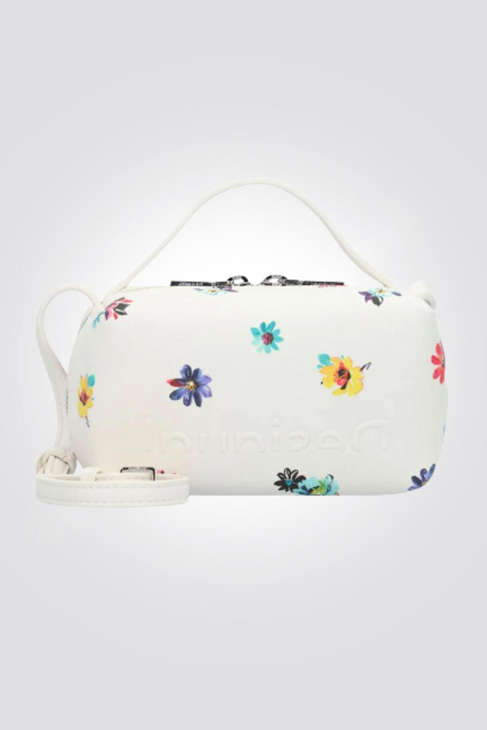 תיק מעוצב פרחים בצבע לבן