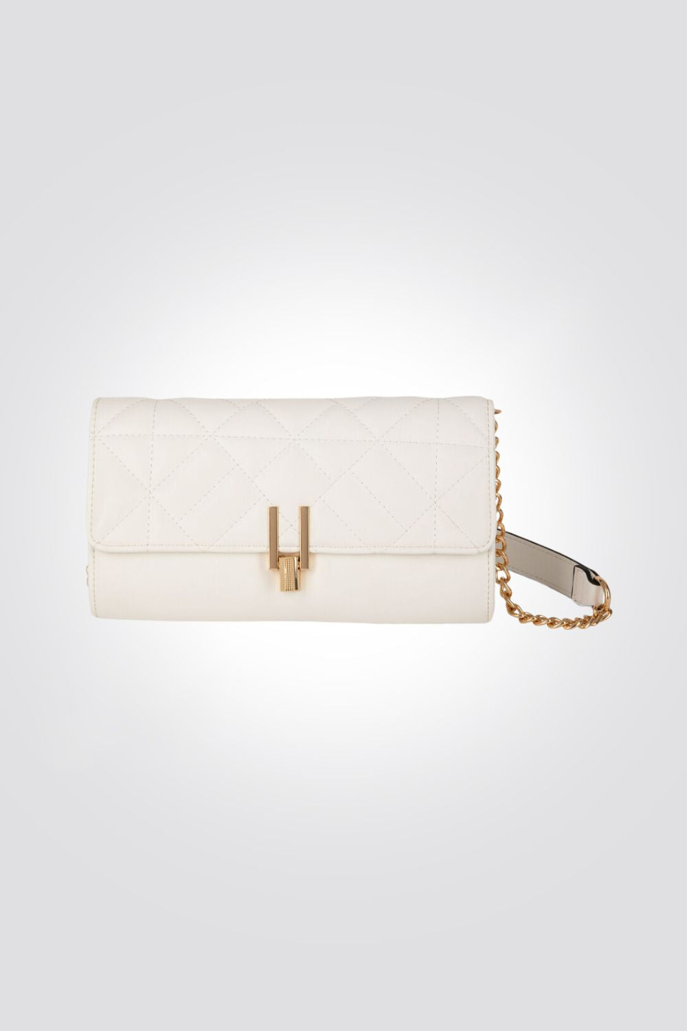 תיק קלאץ' עם אפקט קווילט בצבע לבן