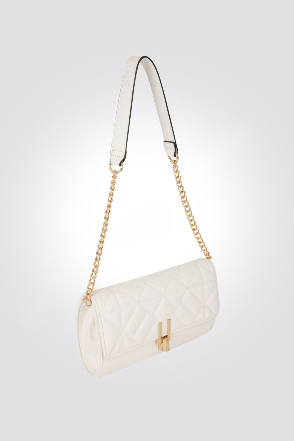 תיק קלאץ' עם אפקט קווילט בצבע לבן