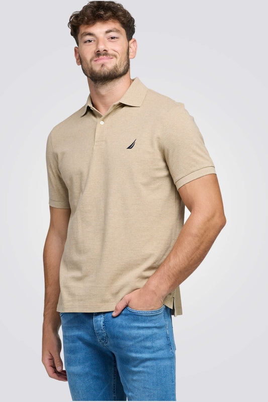 חולצת פולו לגברים CLASSIC FIT DECK בצבע בז'