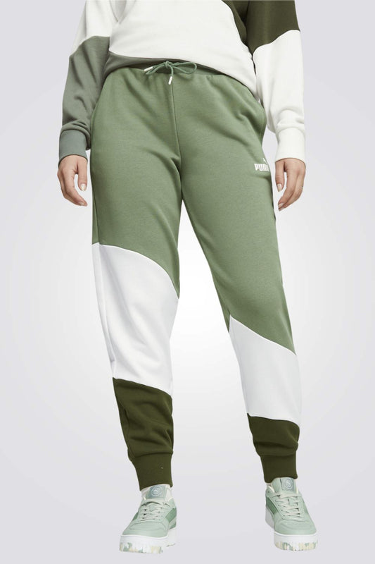 מכנסיים ארוכים לנשים Power Cat בצבע ירוק ולבן