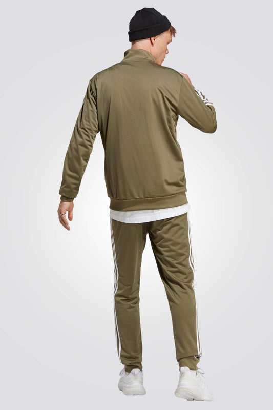 חליפת אימון לגברים BASIC 3 STRIPES TRICOT בצבע ירוק זית