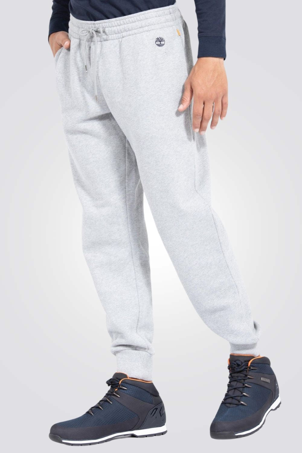 מכנסי טרנינג עם לוגו המותג רקום בצד צבע אפור