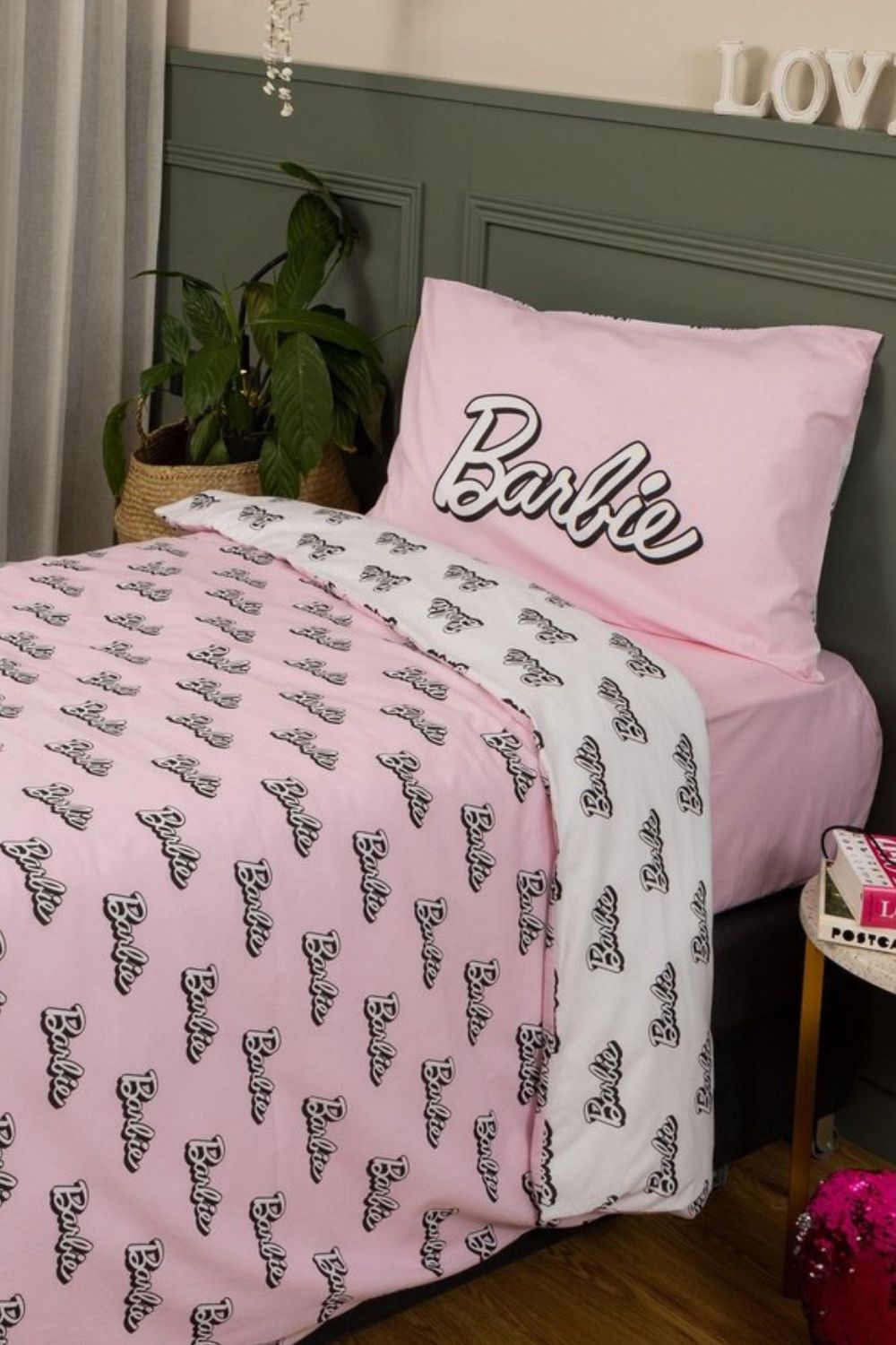 סט מצעים 90/200 יחיד כותנה דגם BARBIE