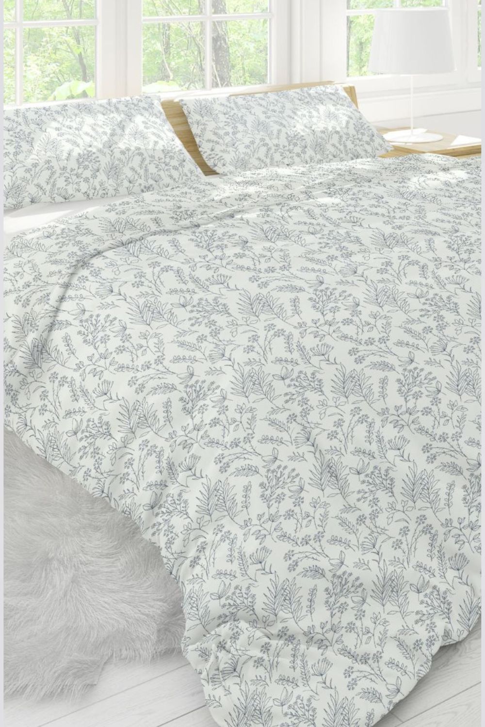 סט מצעים יחיד 90/200 ס"מ פלנל דגם BLUE FLOWERS