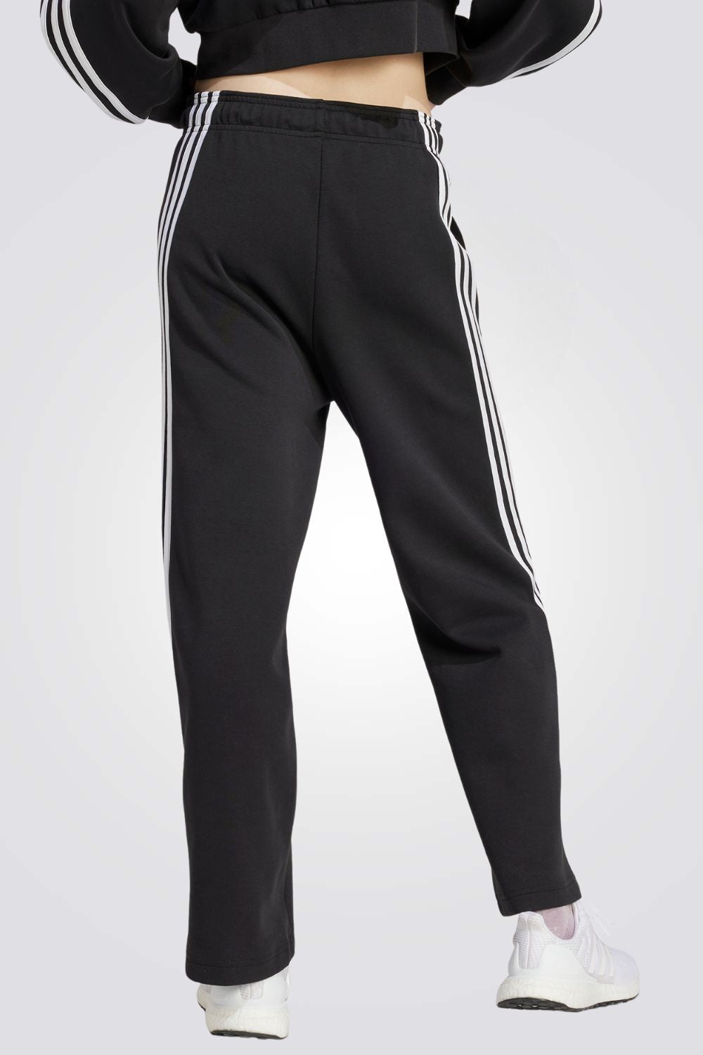 מכנסיים ארוכים לנשים FUTURE ICONS 3-STRIPES OPEN HEM בצבע שחור