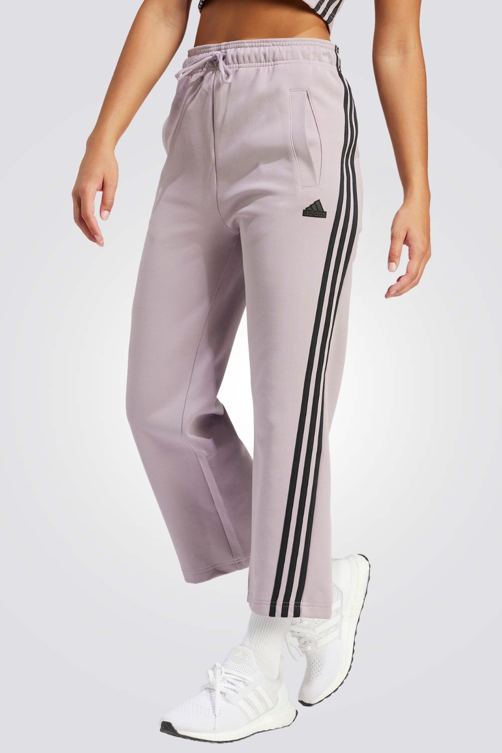 מכנסיים ארוכים לנשים FUTURE ICONS 3-STRIPES OPEN HEM בצבע ורוד