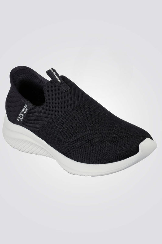 נעלי ספורט לנשים SLIP-INS: ULTRA FLEX 3.0 - COZY STREAK בצבע שחור ולבן