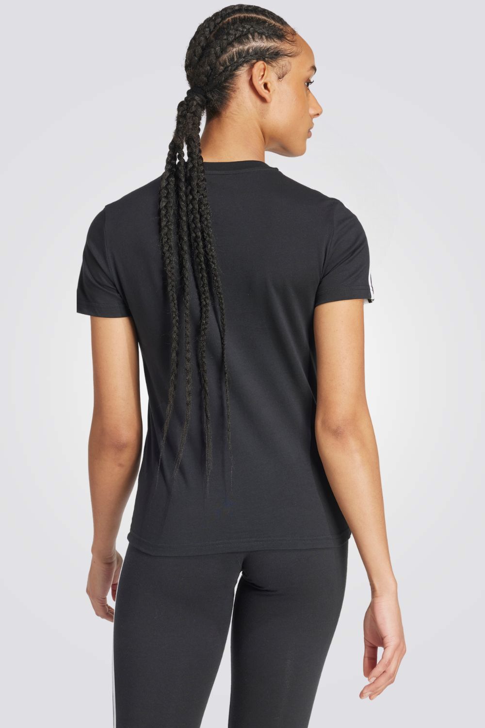 טישירט לנשים ESSENTIALS SLIM 3-STRIPES בצבע שחור ולבן