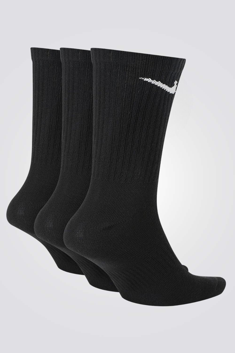 מארז 3 זוגות גרביי ספורט לגברים Everyday Lightweight בצבע שחור