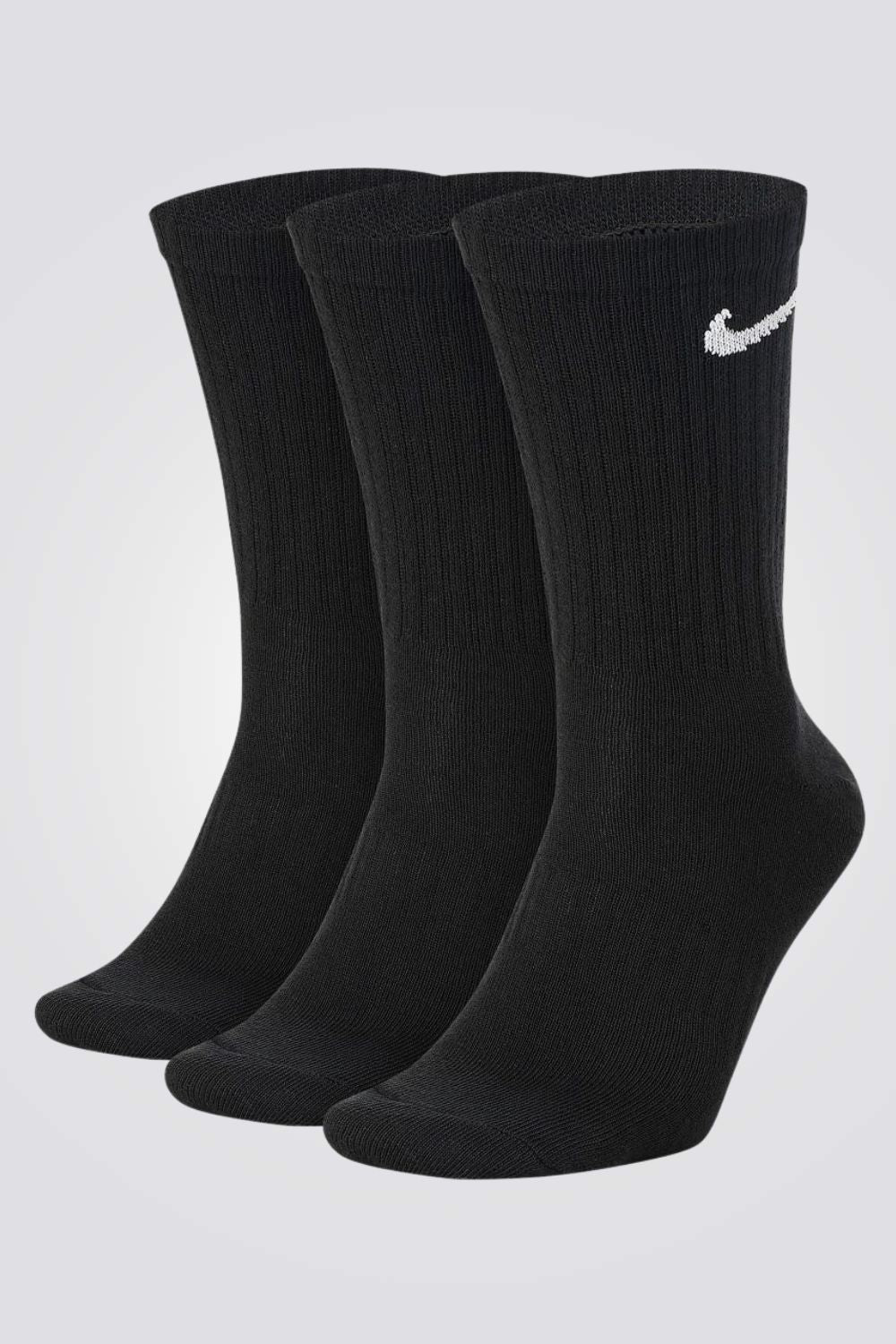 מארז 3 זוגות גרביי ספורט לגברים Everyday Lightweight בצבע שחור