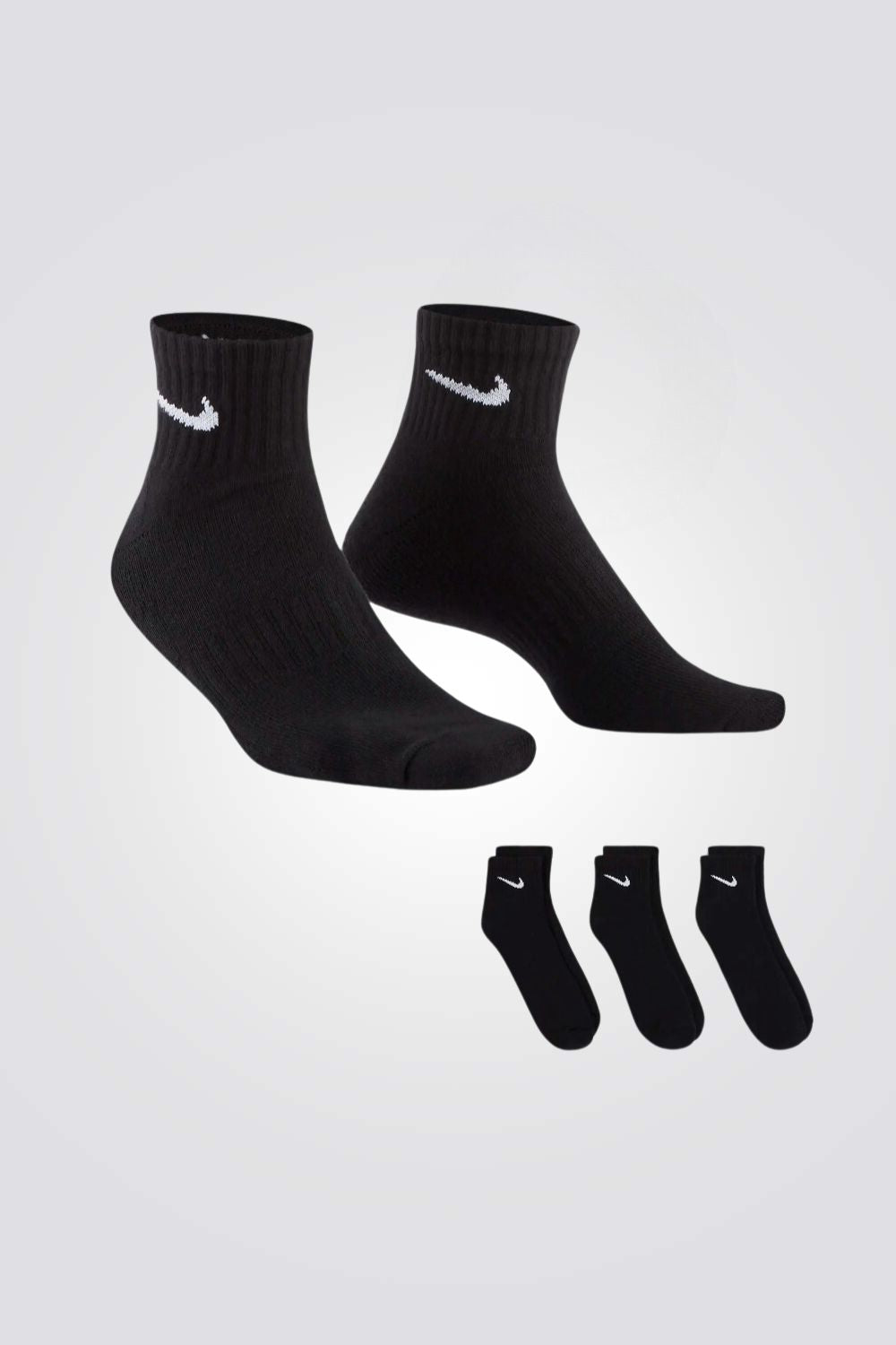 מארז 3 זוגות קרסוליות ספורט לגברים Everyday Cushioned בצבע שחור