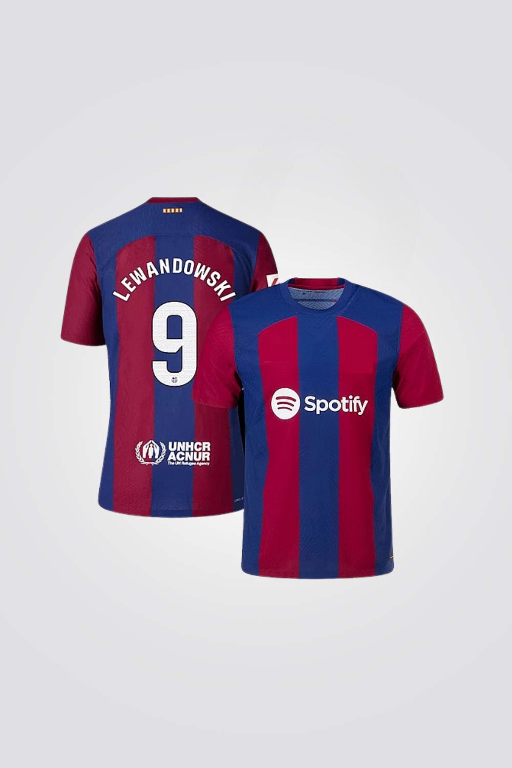 חליפת כדורגל לילדים ברצלונה לבנדובסקי בצבע כחול ואדום
