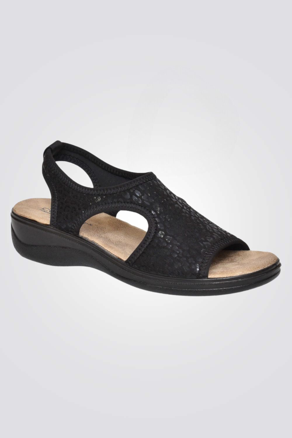 סנדל נוחות לנשים לייקרה בצבע שחור