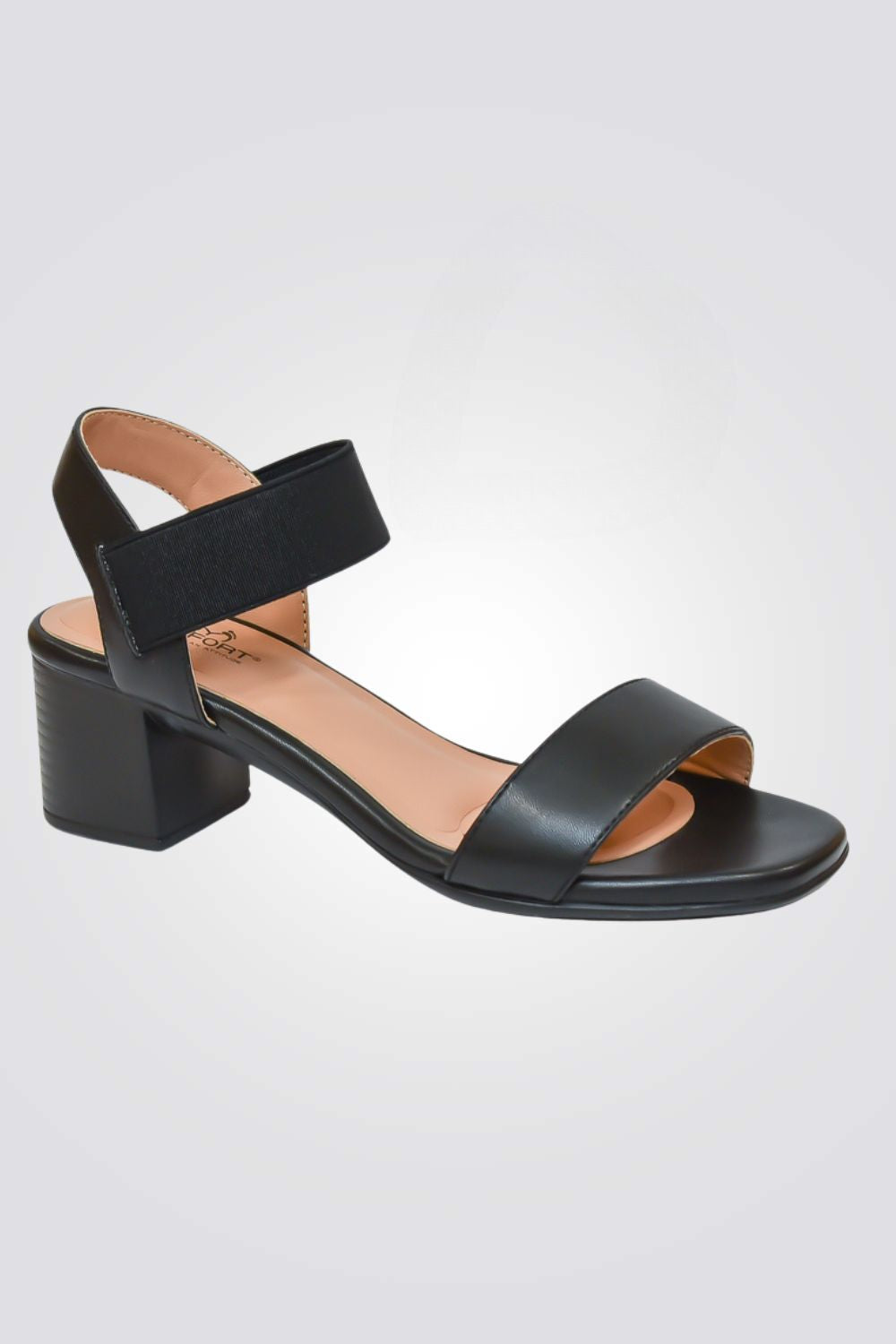 סנדל נוחות לנשים עם רצועות וגומי בצבע שחור