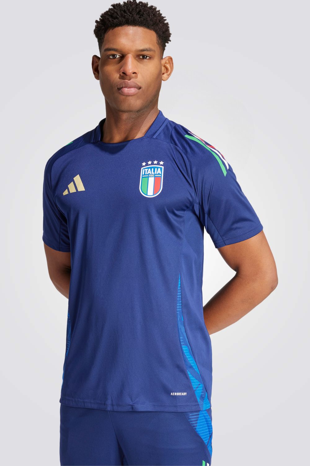 טישירט לגברים ITALY TIRO 24 COMPETITION בצבע כחול ולבן