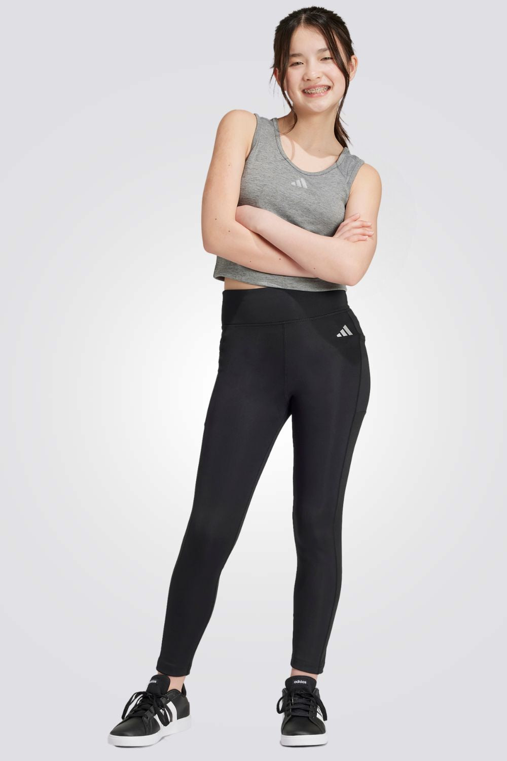 טייץ לילדות OPTIME 7/8 בצבע שחור