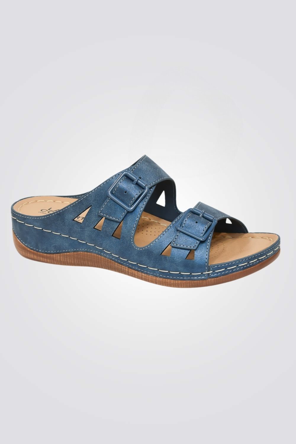 כפכפי נוחות לנשים עם אבזם בצבע כחול