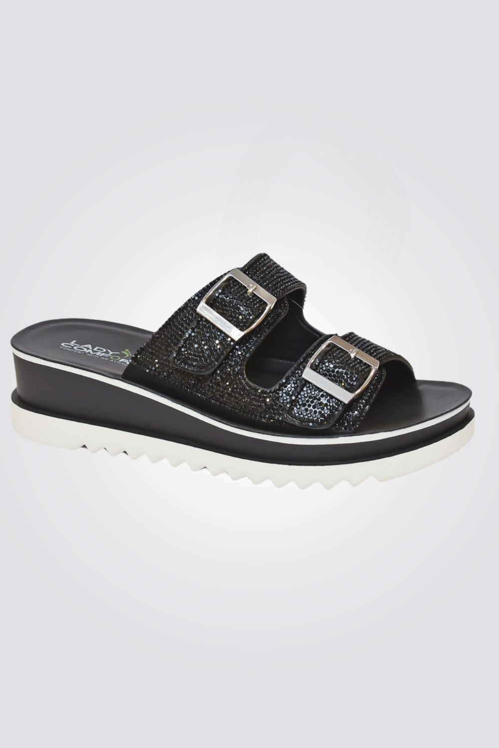 כפכף נוחות לנשים עם אבנים בצבע שחור