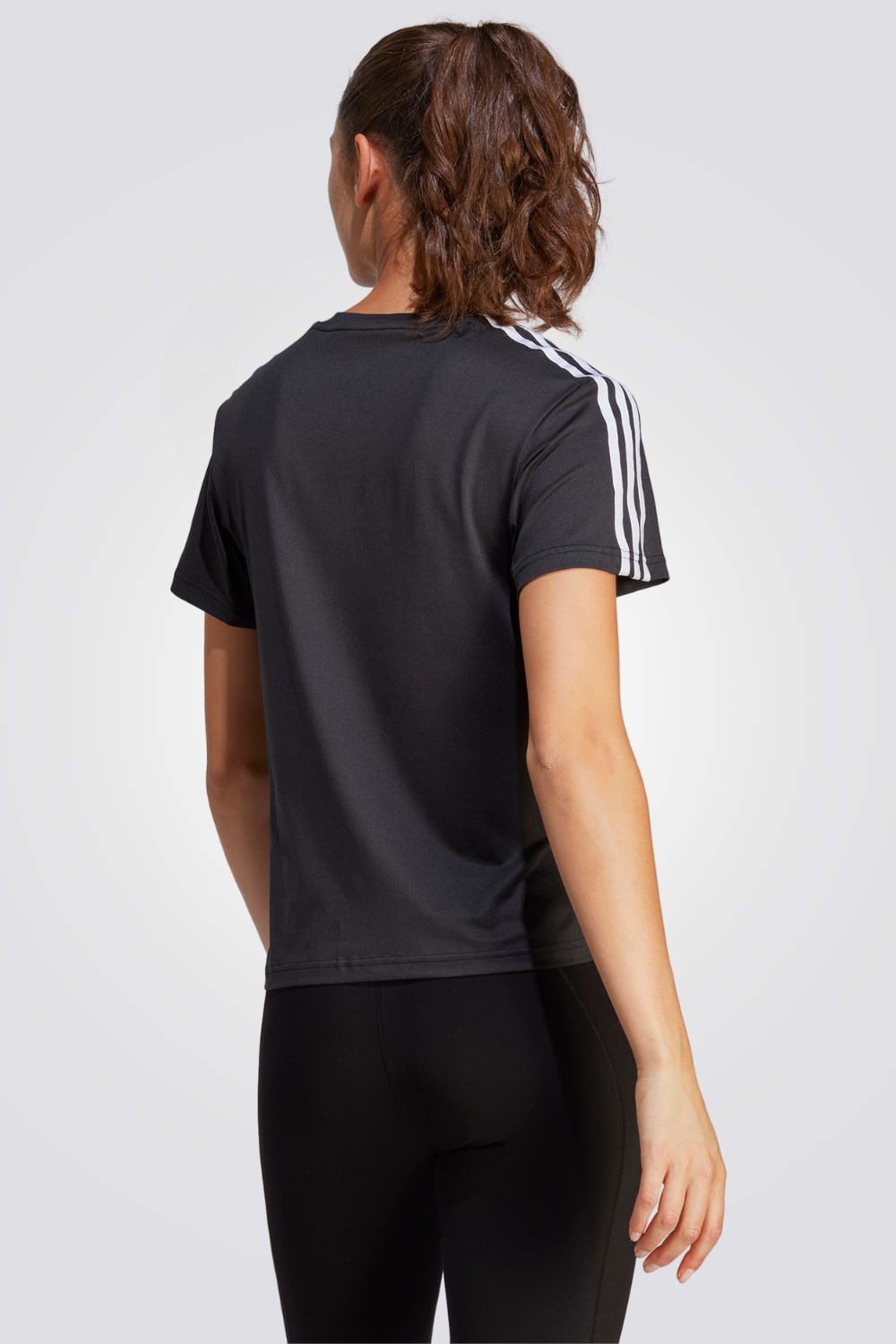טישירט לנשים AEROREADY TRAIN ESSENTIALS 3-STRIPES בצבע שחור ולבן