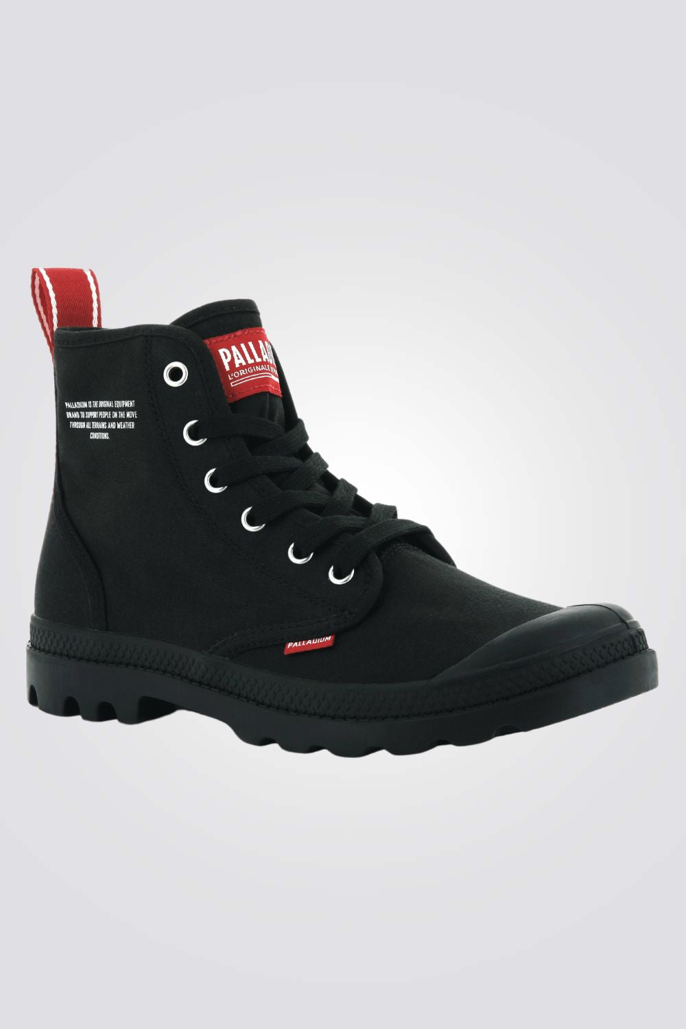 מגפיים מבית המותג PALADIUM בעלות מדרס מיוחד , שהופך את ההליכה לנוחה במיוחד לאורך כל היום, קלות משקל ונוחות במיוחד. היחידות שיכולות להתמודד עם אתגרי היומיום