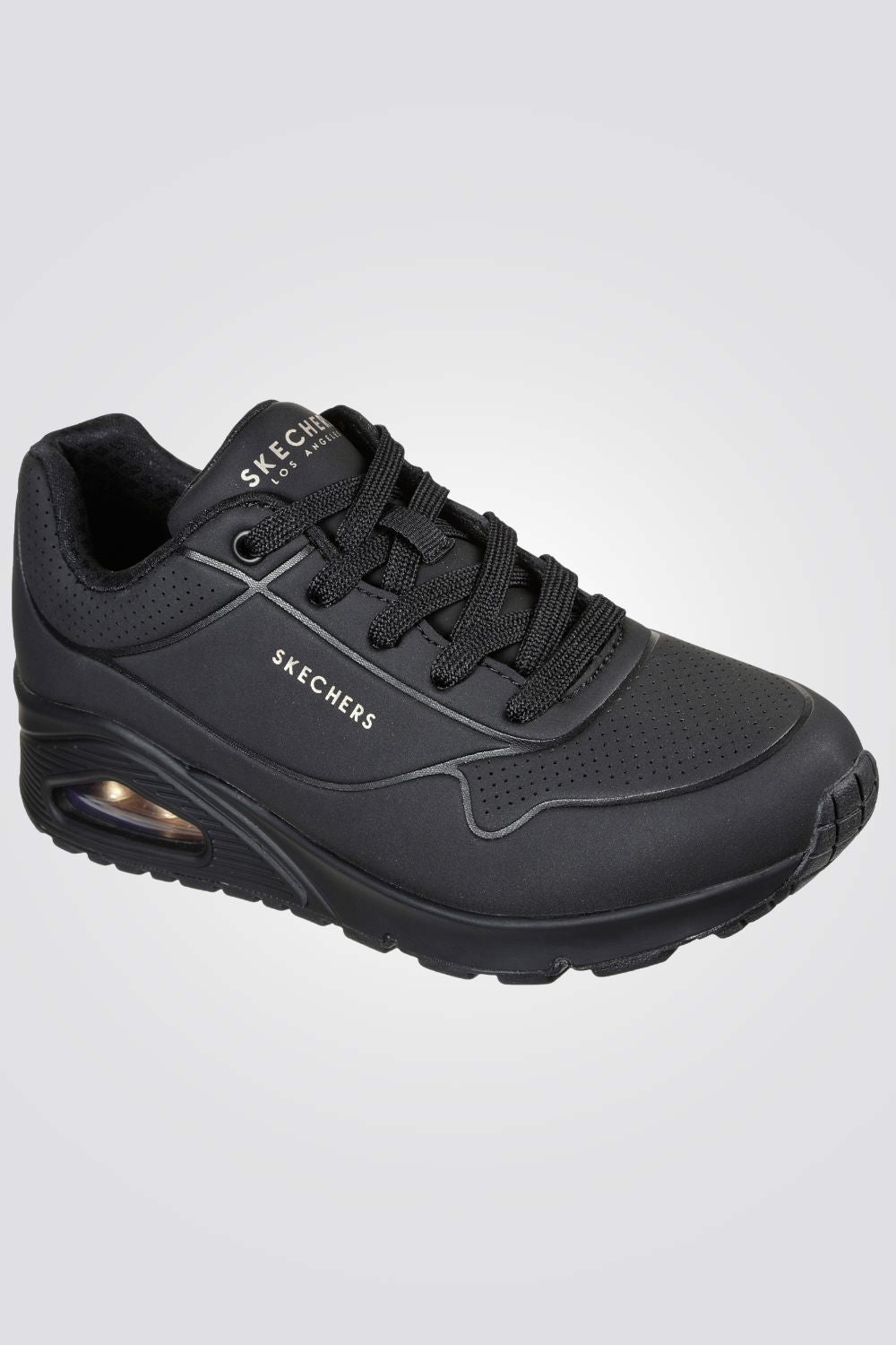 נעליים מבית המותג SKECHERS, בעלות מדרס פנימי בטכנולוגית Skech Air בתוספתAir Cooled Memory Foam שמספקת מעטפת רכה ונוחה במיוחד בכל צעד. סולייה חיצונית שמאפשרת אחיזה מלאה בקרקע