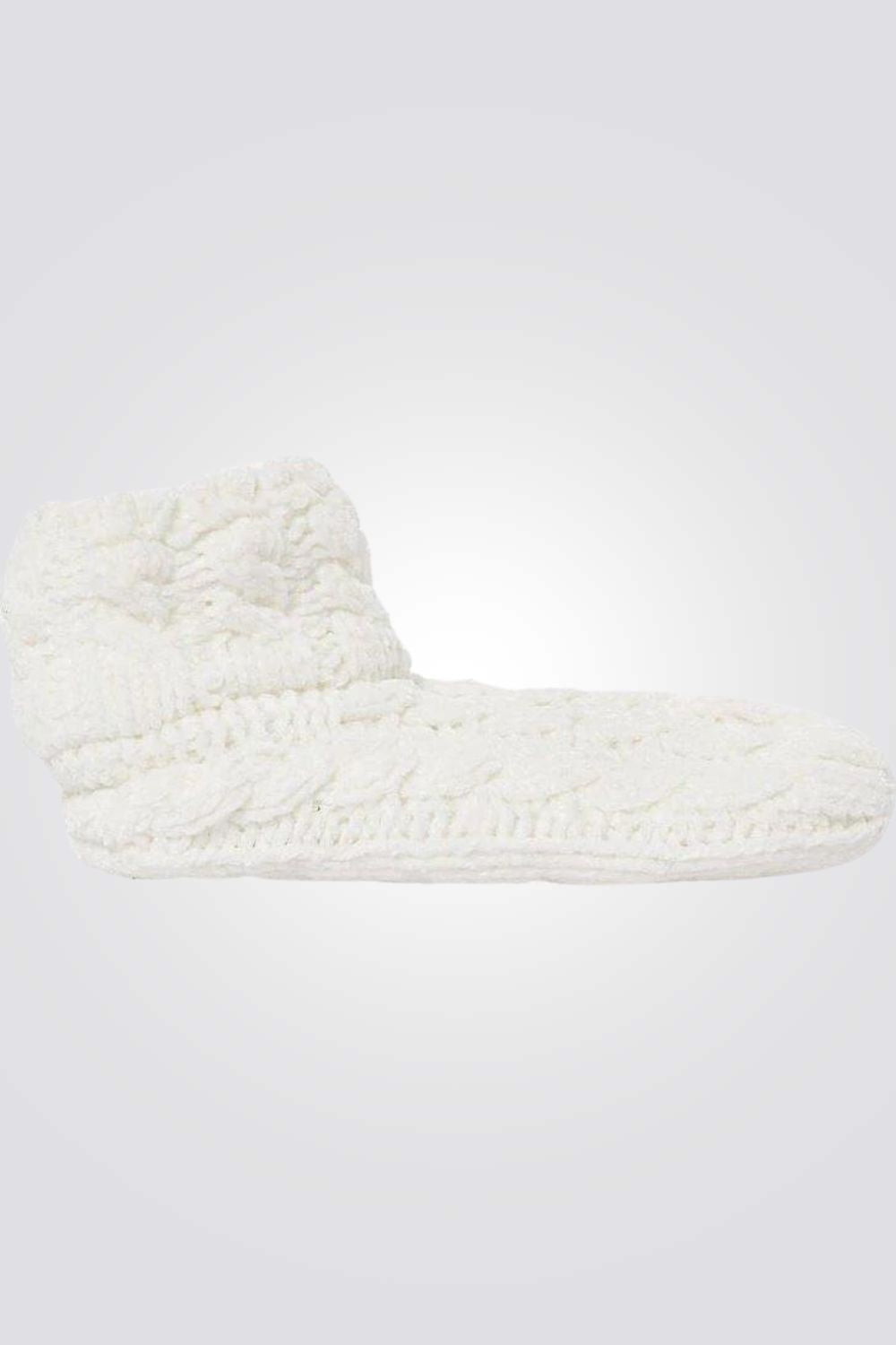 גרבי בית סרוגות בריפוד פרוותי MENNA קרם