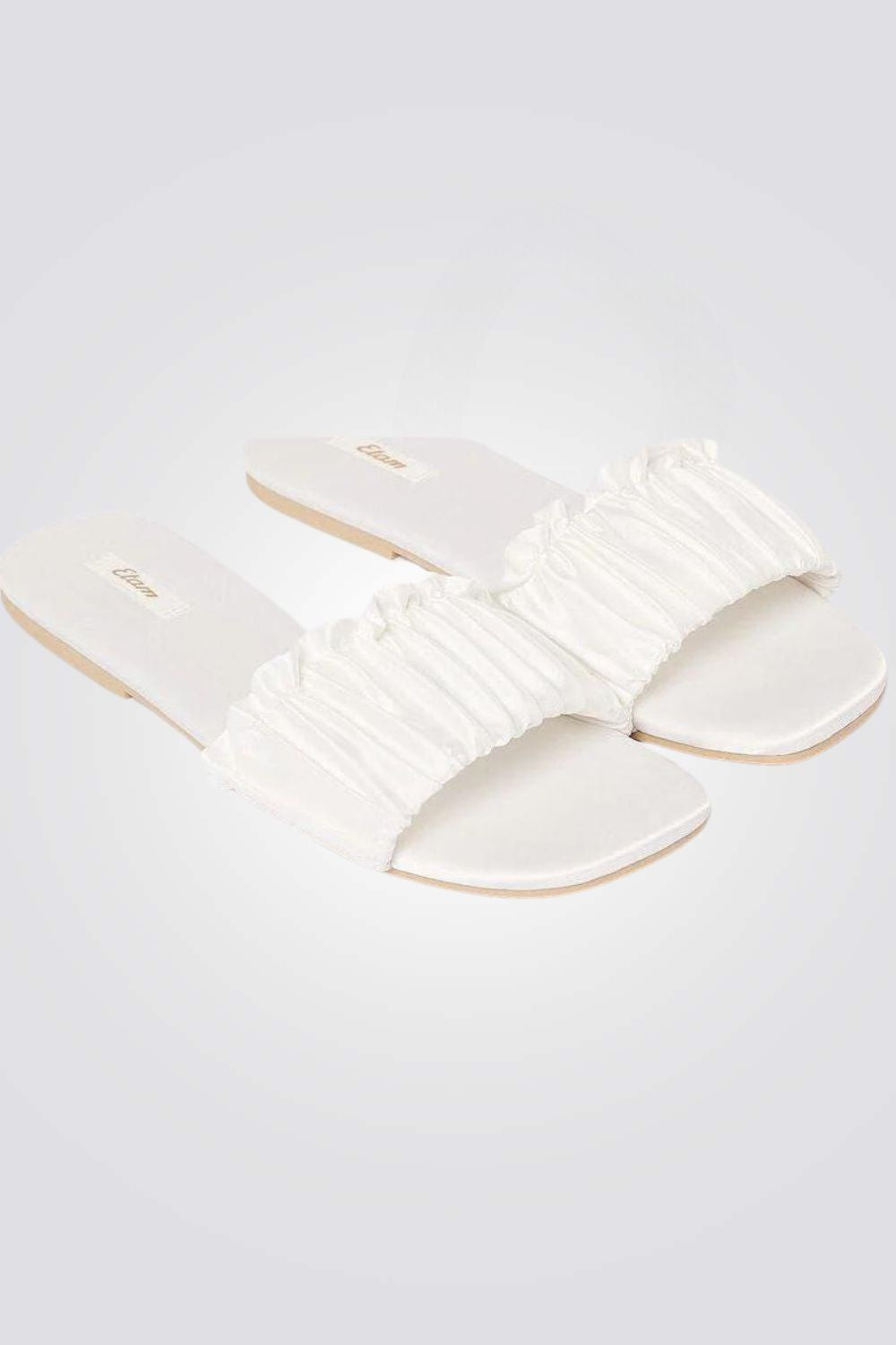 נעלי בית סאטן MARRY ME בצבע לבן