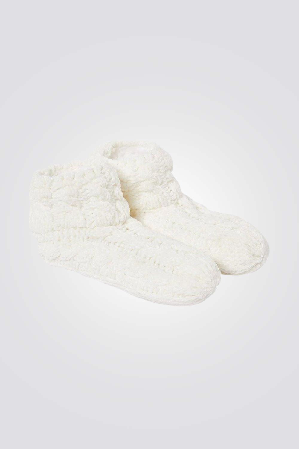 גרבי בית סרוגות בריפוד פרוותי MENNA קרם