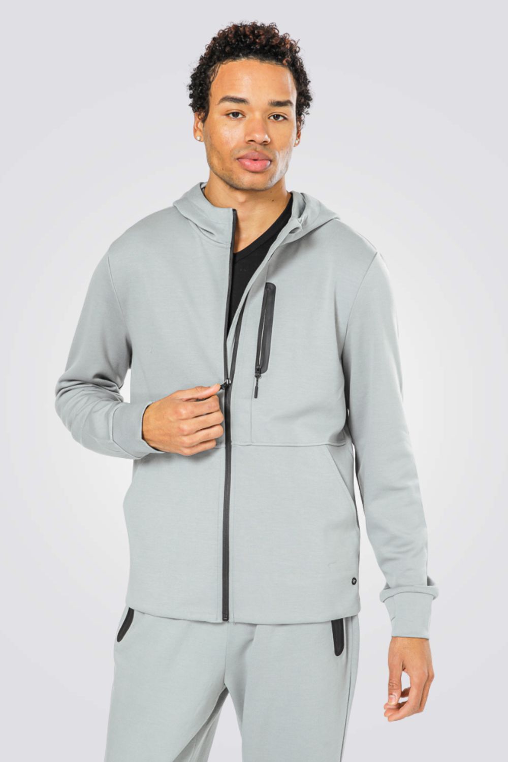 קרדיגן קפוצון סקובה אפור בהיר