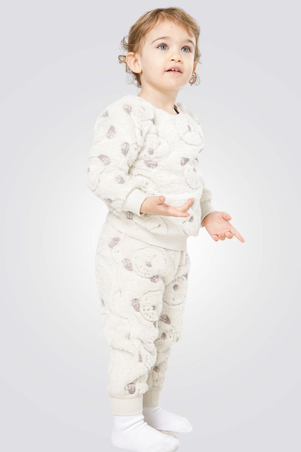 סט חולצה ומכנסיים מבד פליז TEDDY BEAR