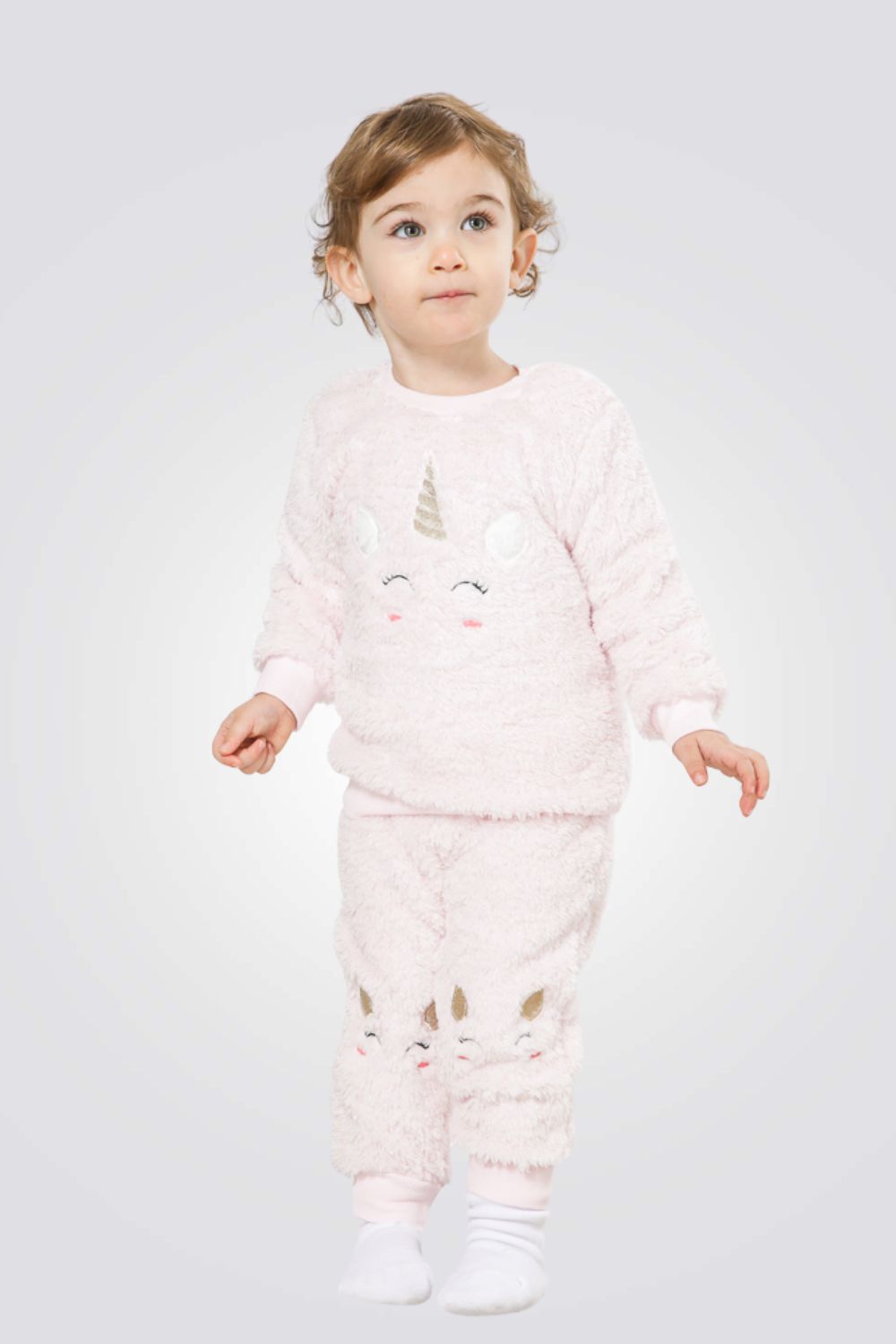 סט חולצה ומכנסיים מבד פליז UNICORN