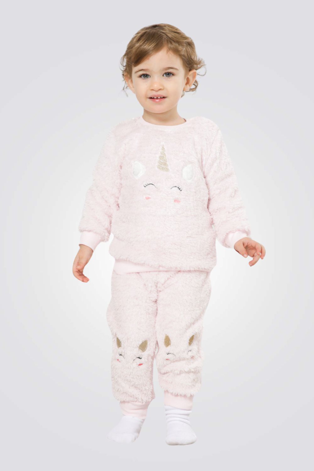 סט חולצה ומכנסיים מבד פליז UNICORN