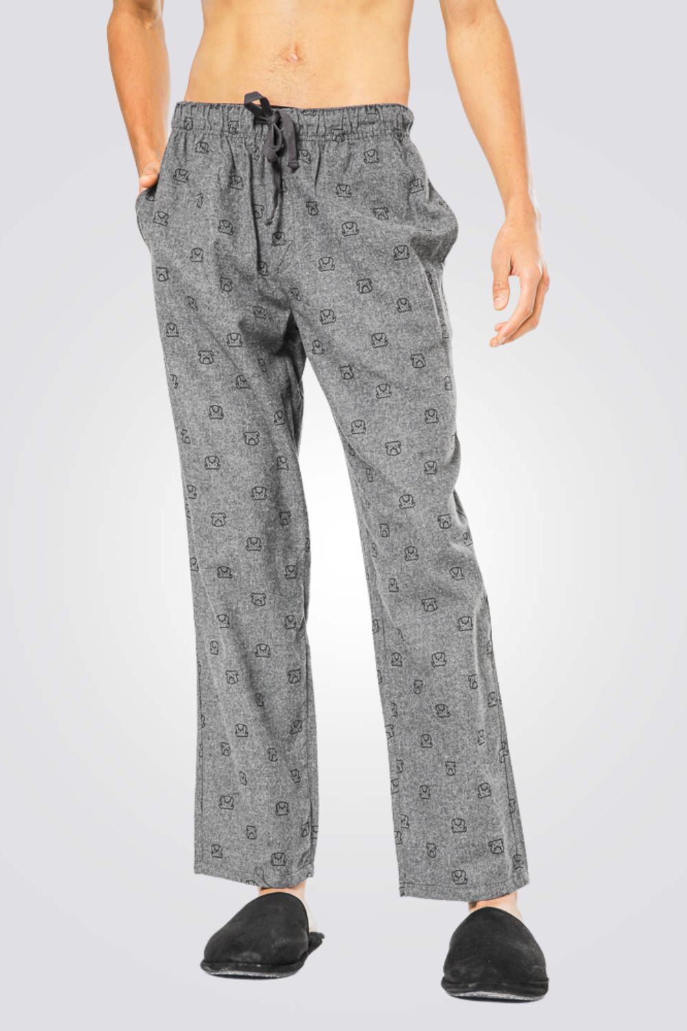 מכנסי פיג'מה פלנל אפור