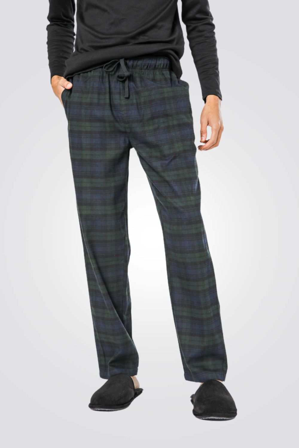 מכנסי פיג'מה פלנל ירוק כהה