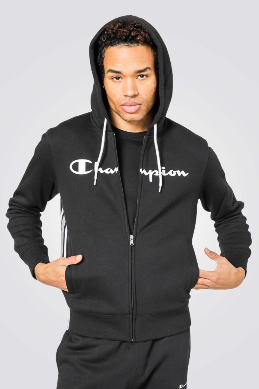 חליפה לגברים HOODED FULL ZIP SUIT שחור