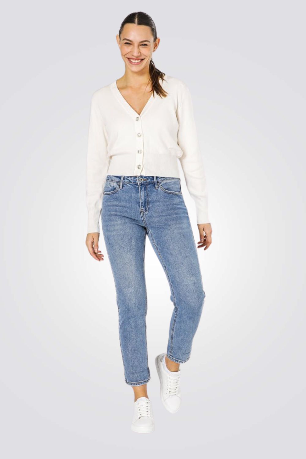 קרדיגן צאוורון V שמנת