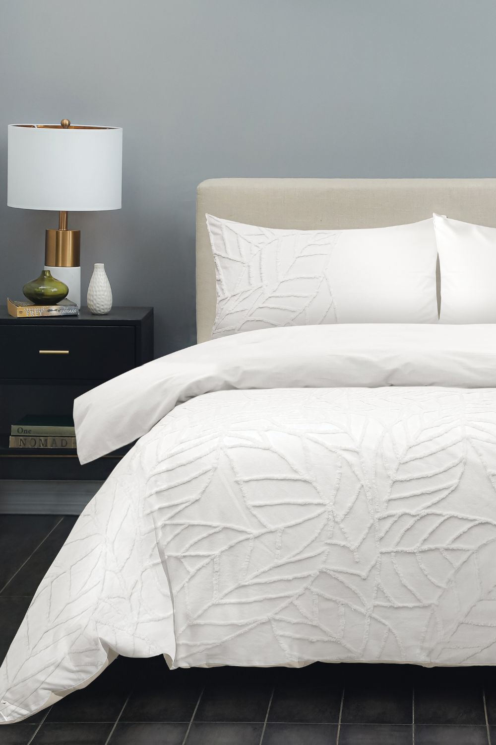 סט מצעים כותנה פרקל מיטת יחיד 90/200 ס"מ דגם TUFTED