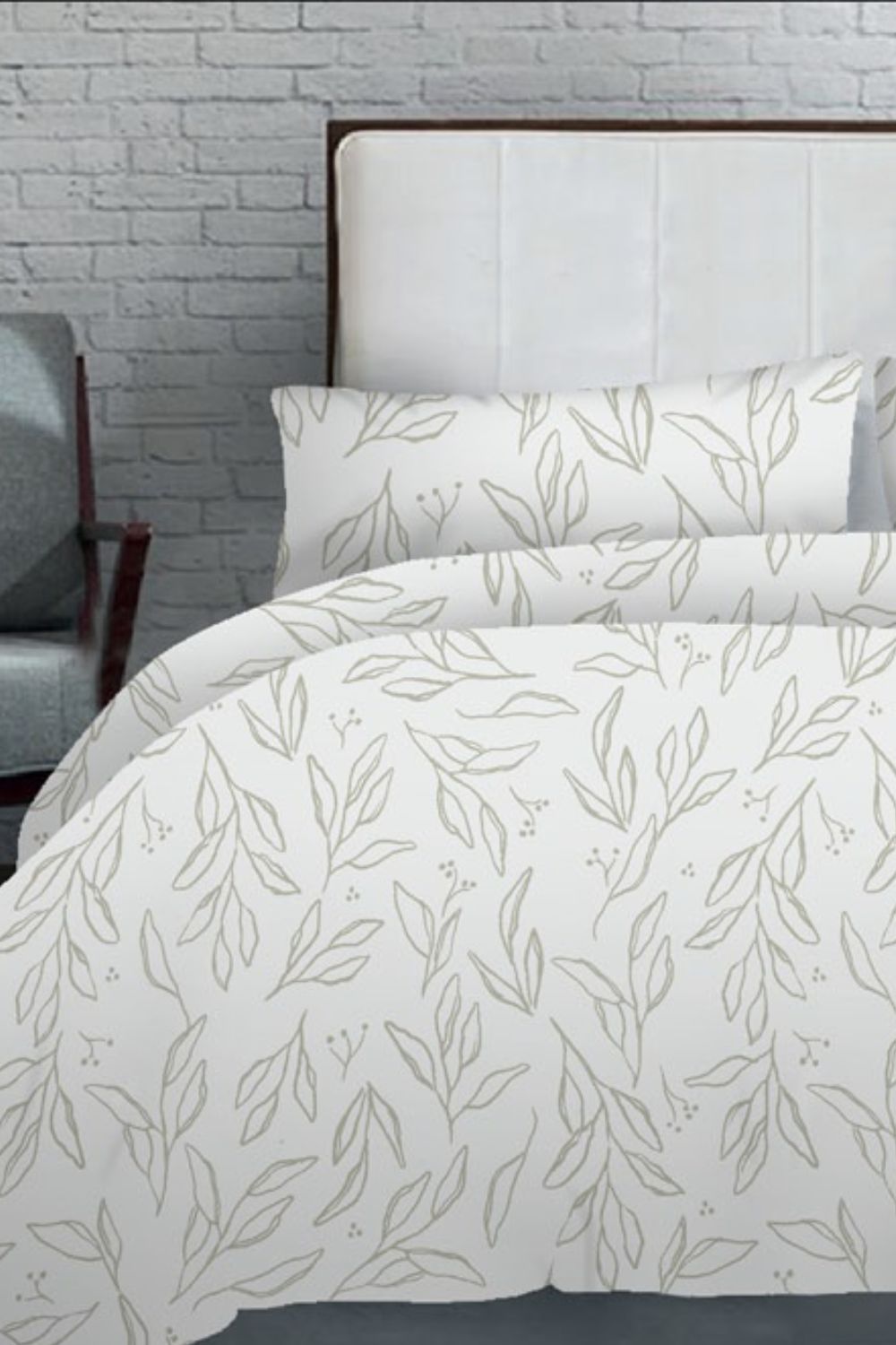 סט מצעים מיטת יחיד 90/200 ס"מ דגם BIEGE LEAVES